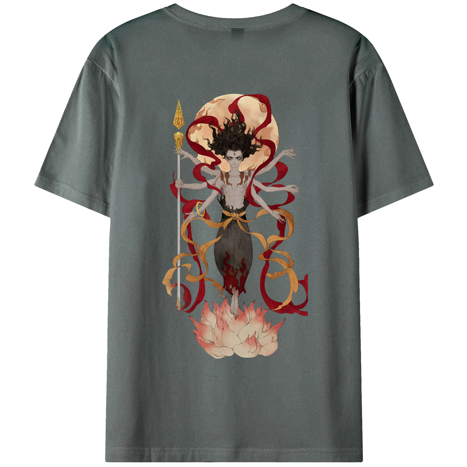 （画像用） Ne Zha 2 ナタ 魔童の大暴れ 綿100％ メンズ半袖Tシャツ（バックプリント） 通気性